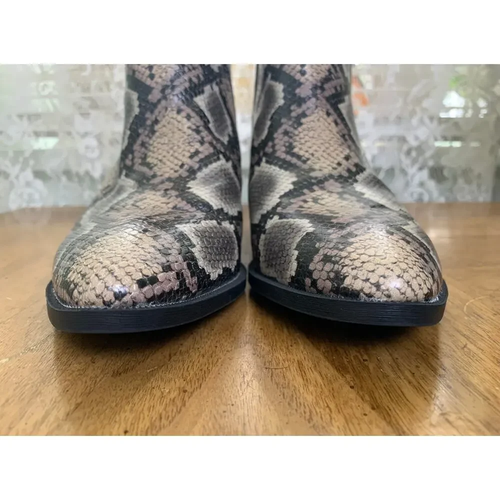 Circus by Sam Edelman Highland Snake Print Studded Western Booties Ankle Size 6M